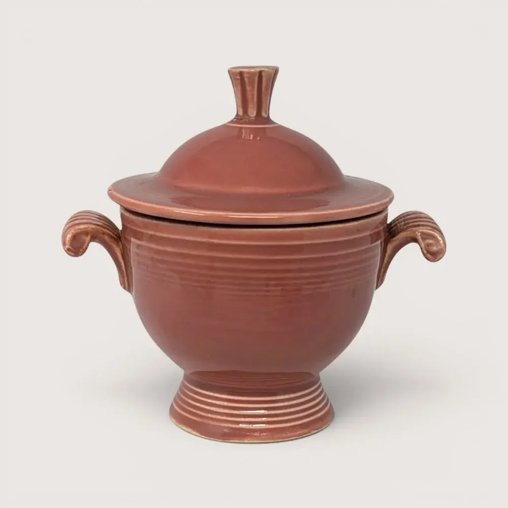 Vintage Fiesta Rose Ceramic Sugar Bowl with Lid